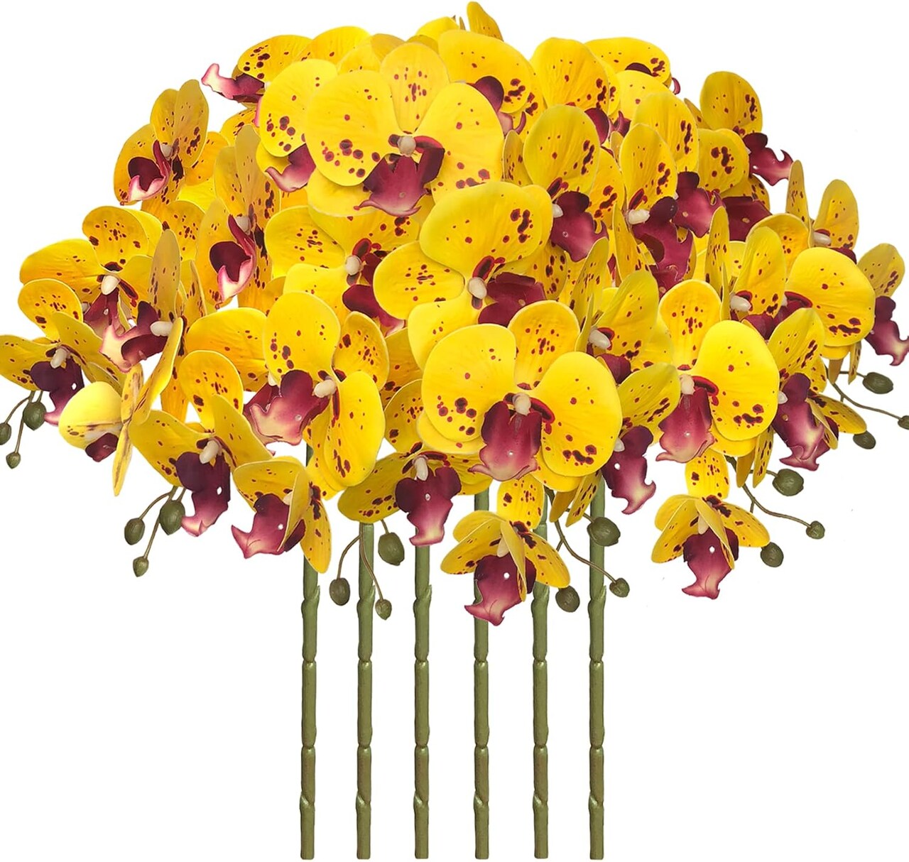 32" Faux Phalaenopsis Orchid Stems – Set of 6 Realistic Artificial Flowers for Vases, Weddings & Home Styling